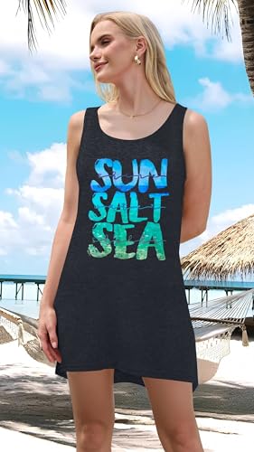 Image of Sun Salt Sea Summer Tank Dress for Women 2026 Beach Dresses Vacation Graphic Dress Hawaiian Tank Dresses