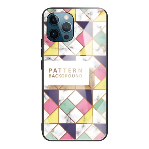 tecmac for iPhone 13 Pro Marble Tempered Glass Back Cover TPU Border Case (HCBL-20)