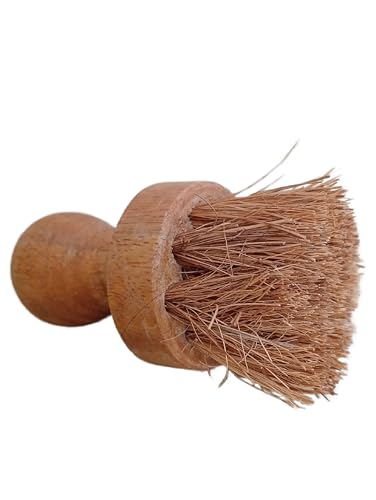 Image of Pack of 4 Natural Coir Tawa Brush for Spreading Oil /Coir Pan Cleaning Brush /Coconut Fibre and Seasoned Mango Wood 9CM Length