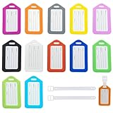 Etichette per Bagagli, 12 Pezzi Viaggio Bagagli Tag, Deposito Bagagli Tag Realizzata in plastica in Colori Vivaci, Luggage Tags per Il Aereo Bagaglio, Valigie (12 Colore Diverso)