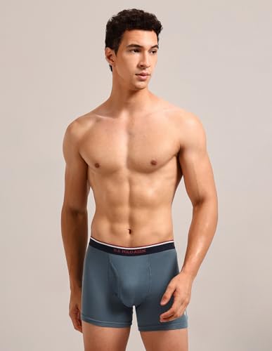 Image of U.S. Polo ASSN. Men's I667 Ribbed Cotton Mid Rise Underwear Trunks - Pack of 1