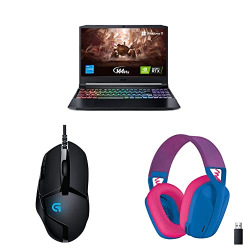 Image of Acer Nitro Gaming Laptop (Intel i5 11th Gen /16GB RAM & 512GB SSD Storage /1650 Graphics)+Logitech G402 Gaming Mouse+Logitech G435 Gaming Headset - Blue