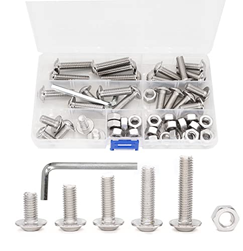Vis à tête bombée M6 30mm en acier inoxydable 304 pour assemblages mécaniques et brico - Lot de 30