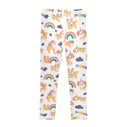 Cute Dogs Girls' Leggings Toddler Doodles Rainbow Unicorn Kids Yoga Pants Dance Active Tights 4T2