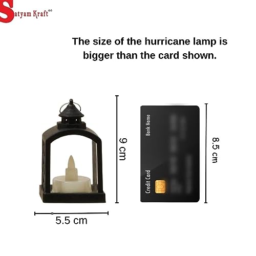 Image of SATYAM KRAFT 12 Pcs Small Antique LED Lantern - Romantic Flameless Hurricane Lamp, Wall Hanging Candle Holder for Home, Gift, Living Room, Bedroom, Wedding Decor (Yellow) (9 x 5.5 cm)