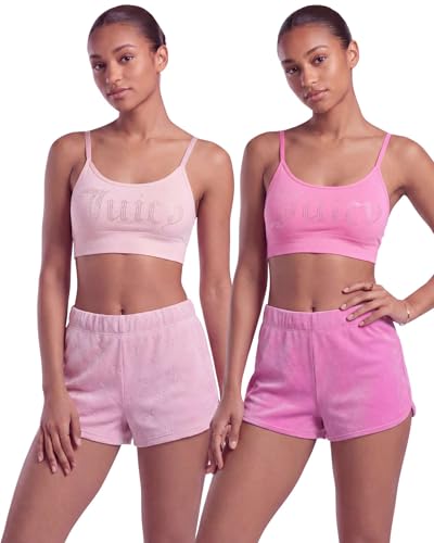 Image of Juicy Couture Women's 2-Pack Sleep and Lounge Velvet Fleece Dolphin Shorts