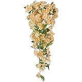Artificial Hanging Flowers Cherry Blossom Climbing Plant with Basket for Wall Decoration, Fake Flowe