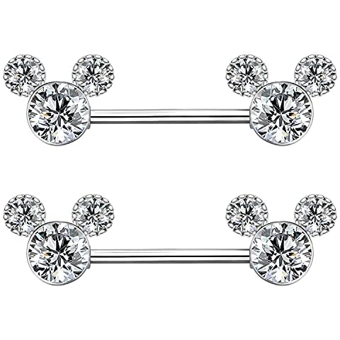 CHARMONLINE Bee Nipple Barbell 14G Surgical Steel Nipplerings Piercing CZ Nipple Ring Body Piercing Jewelry for Women Men Cover
