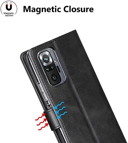 Cresee for Xiaomi Redmi Note 10 Pro Case, PU Leather Wallet Flip Cover [3 Card Slots 1 Money Pocket] [Magnetic Closure] [Stand Kickstand] Folio Phone Case for Redmi Note 10 Pro (Black)