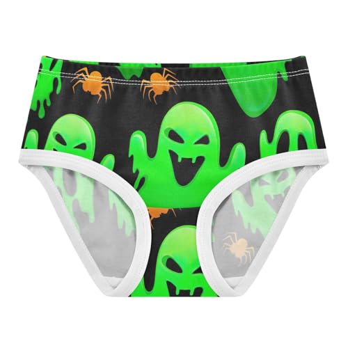 Cotton Toddler Girls Underwear Halloween Scary Green Ghosts Panties for Girl Fun Print Briefs Girls Undies 2t