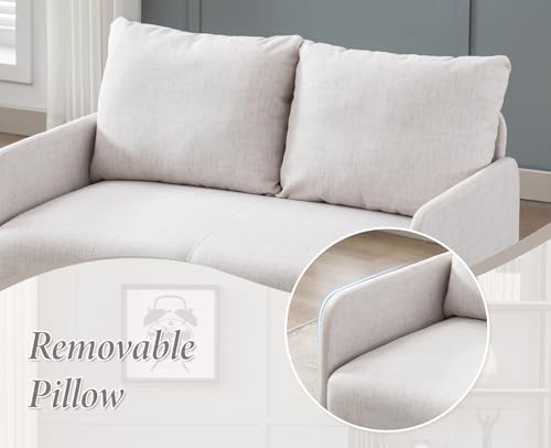 chairus Sofa 2 Sitzer Leinen Doppelsofa für Wohnzimmer Couch Sofa Kleines Apartment Modern Mini Couch für Schlafzimmer (Beige)
