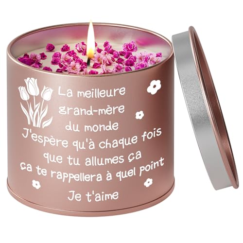 Funnli Cadeau Mamie, Bougie Parfumée Cadeaux pour Mamie, Cadeau Fete des Grand Mere, Fêtes des Mamies, Idée Présent de Noël pour Mamie Grand-mère