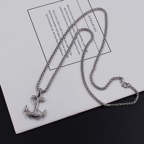 Eunwow X01A0002 Silver Nautical Anchor Necklace Hiphop Pirate Vintage Pendant Included 22'Chain thumb #3