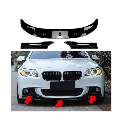 Car Bumper Front Lip Splitter, Compatible for BMW 5 Series F10 F11 M-Sport Chin Spoiler 2011-2017 Lip Diffuser Car Air Dam Wide Body Kit Protector(Bright black)