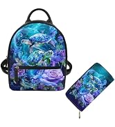 Showudesigns Sea Turtle Backpack Purse and Wallet Set for Women Mini Backpacks Leather Shoulder B...