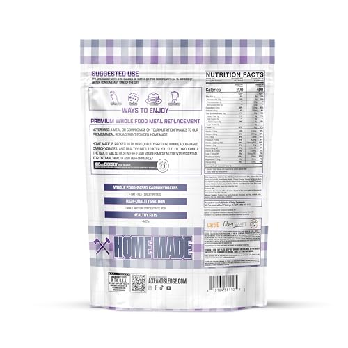Image of Axe & Sledge Home Made Whole-Foods-Based Meal Replacement Powder | 48g Protein | Digestive Enzymes & Fiber, Non-GMO | Premium Ingredients | Protein Powder for Bulking | 25 Servings, Blueberry Muffin