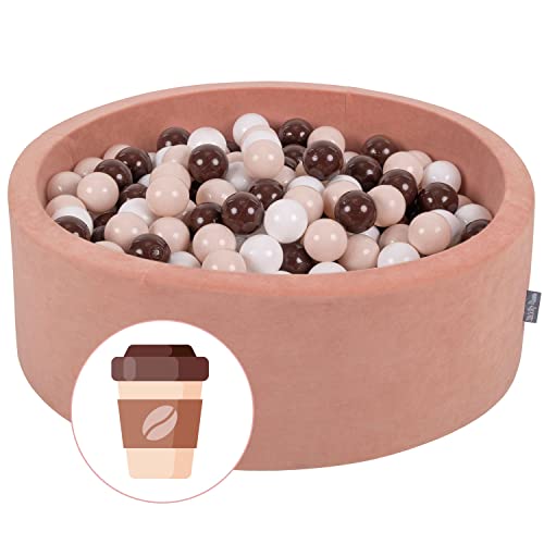 KiddyMoon Piscina De Bolas 90X30cm/300 Bolas 7Cm para Niños Hecha En La UE, Café: Beige...