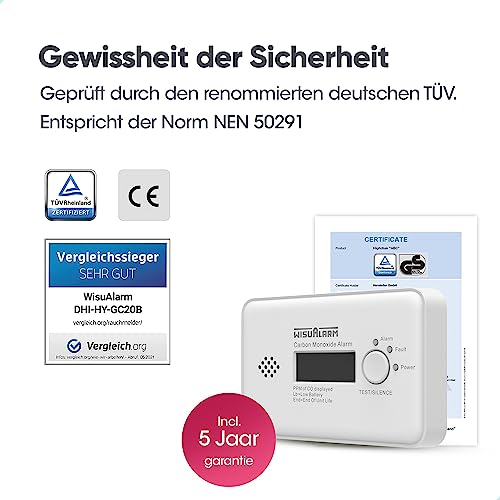 Gasmelder für Kohlenmonoxid mit 10 Jahren Batterie und LCD Display
