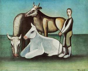 Peinture à l'huile Bulls 1948 Bertalan Por une toile artistique de prestige