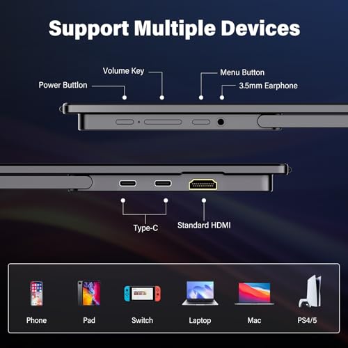 Image of InnoView 15.6 inch Portable Monitor 60Hz 4K UHD 3840x2160 | 100% sRGB HDR | Travel Monitor with 2 USB-C & HDMI Ports | Second Screen for Laptop Mac PC Xbox PS5 Switch (Includes Adapter)