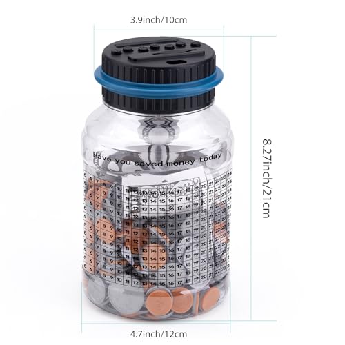 Groovy Green Piggy Bank Digital Coin Counter Money Jar with LCD Display, 2.0L Capacity, 1000 Coins Storage, Battery Operated Savings Bank,365-day Financial Management Record