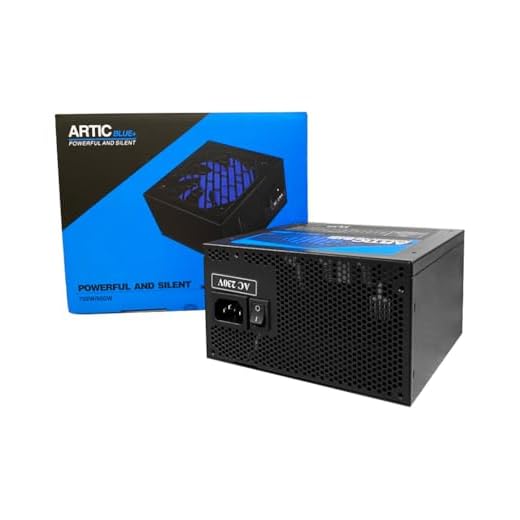 Artic Blue datornätaggregat med 12 cm fläkt, 750 W, med 4 12 V-skenor (max. 32 A per skena), "80 PLUS Bronze"-certifiering, anslutningar: Molex, SATA, Floppy-Disk-drivenhet, 20/24-stifts och 4-stifts anslutningar