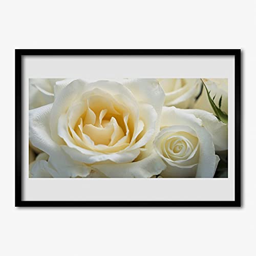 Affiche encadrée 100x70 cm avec cadre MDF fleurs de roses pour salon et chambre