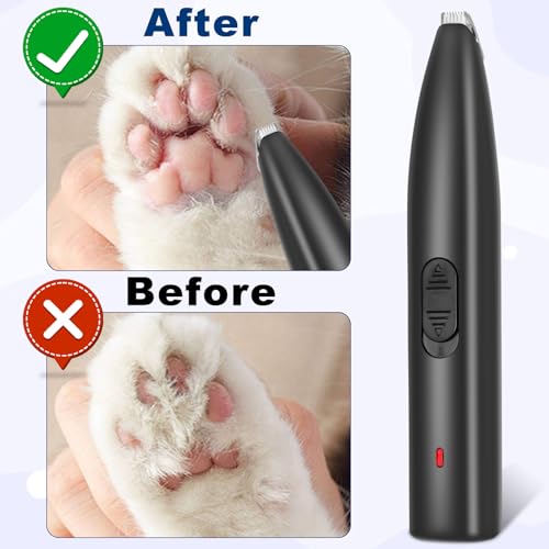 Schermaschine Katze,Hundeschermaschine Leise,Pfotentrimmer für Hunde,USB Wiederaufladbarer Pfotenschermaschine,Pfotentrimmer Hundeschermaschine für Hunde Katzen Pfoten, Augen, Ohren, Gesicht, Körper