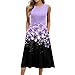 Shusuen Summer Dresses for Women Beach Tank Dresses Flowy Floral A-Line Sundresses Casual Sleeveless Mid Dress with Pockets（3-Purple,Large）