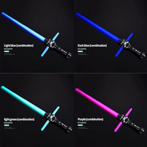 YAMSLAM Sabre de luz 2 em 1 sabre de luz anti-quebra sabre duplo com som sensível ao movimento LED e