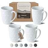 HOMEBERLIN® Design Kaffeetassen Set | 350ml | Kaffeebecher aus hochwertigem Steingut | Modernes Tassen Set für jedes Getränk geeignet | Große Tasse perfekt für Kaffee und Tee | 100% Handfertigung