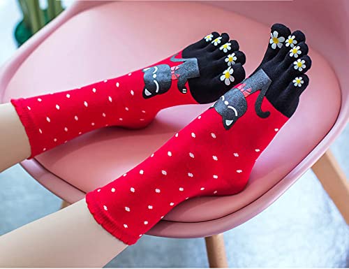 Image of acdiac Women's Cotton Toe Socks,five Finger Socks,Funny and Funky cartoon theme sport Toe Socks