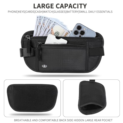 money belt for travel women men hidden rfid passport holder for travel black