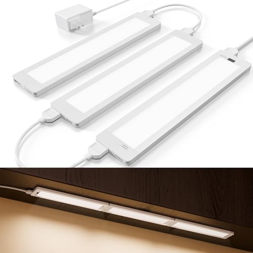 LROLTEF Under Cabinet Light 3 Pack, 11 Inch LED Motion Sensor Lights with Hand Wave, Led Under Cabinet Lighting 5 Color Temperatures Dimmable Light