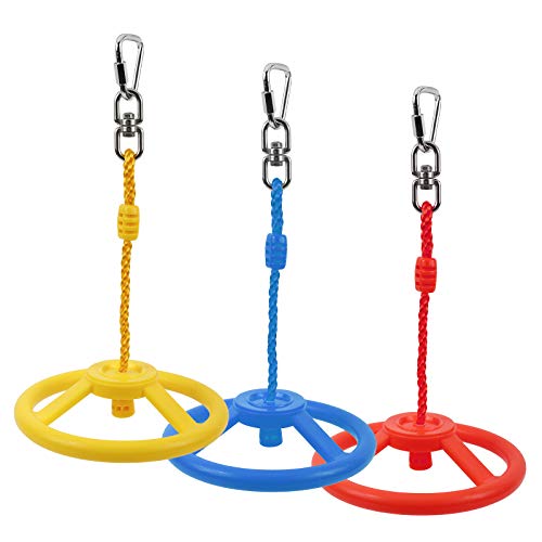 XMSound Premium Hanging Wheel for Hanging Obstacle Course for Kids -3pc of Blue, Red & Yellow Color Swing Wheel in Set - Perfect Addition to Your Outdoor Play Equipment