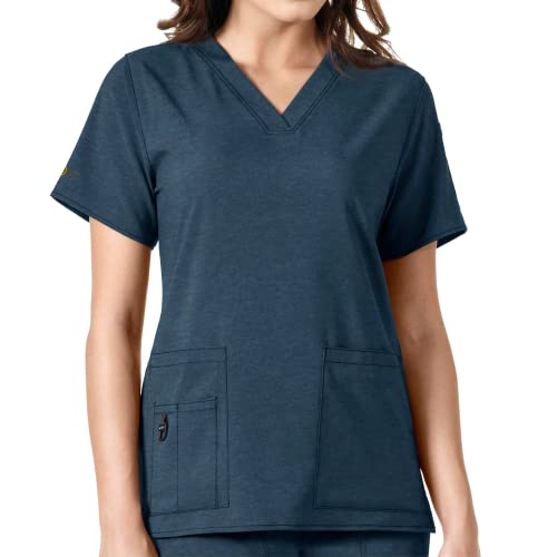 Carhartt Force Cross-Flex Women’s V-Neck Tech Top — Navy Heather, Medium