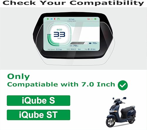 Image of OHAYO 9H Hard Screen Protector for TVS iQube S & iQube ST (2023+) 7 Inch Digital Instrument Cluster Display | Scratch Resistant, Military Strength, HD Clarity, Bubble-Free, Water Resistant Protection Film for Electric Scooter Meter | NOT TEMPERED GLASS