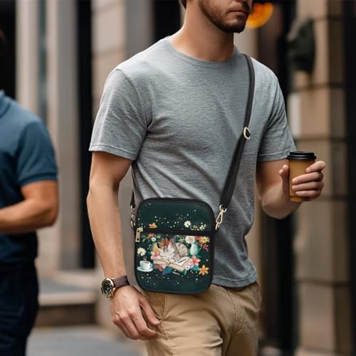 Leather Crossbody Bag for Women Men Small Crossbody Bag Portable Wallet Purse with Zipper for Shopping Working3