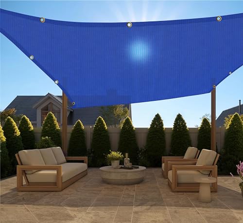 Image of HDPE Fabric Self Fold with SS Eyelet Sun Shade Sails 85-90% Protection from Sun & UV Rays Ideal for CarParking,Outdoor Garden,Balcony,Tent(Royal Blue Color, 14 X 5 Feet) Pack of 1 Pc