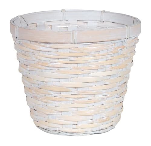 White Washed Rattan Planter