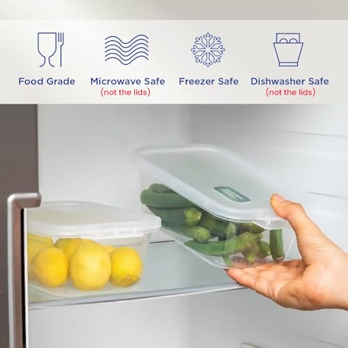 Image of Set of 3 Meal Prep Food Storage Containers 1200ml Each | Airtight Leakproof Stackable BPA Free Plastic Fridge & Freezer Organizer Boxes for Kitchen Storage White