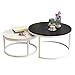 Produktbild Satztische 2er-Set klein, Holzplatte, Schwarzer Metallrahmen, Couchtische für Wohnzimmer Modern Round, Säulentische Küche