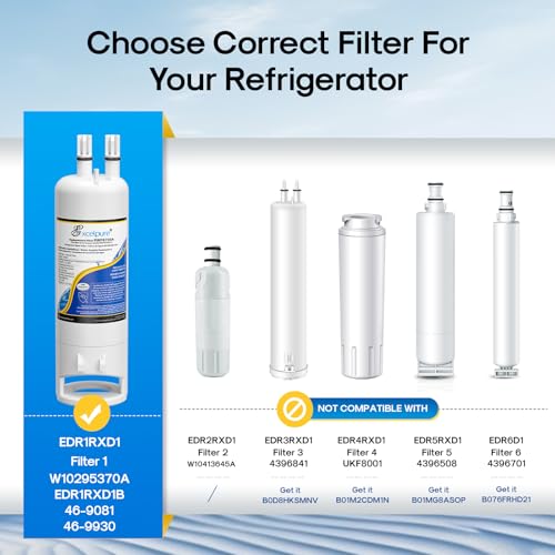 Image of EXCELPURE WHR1RXD1 Replacement for EDR1RXD1 Refrigerator Water Filter, Everydrop Filter 1, W10295370A, KAD1RXD1, P4RFWB, 46-9081, 46-9930, P5WB2L, PS2378001, 3Pack
