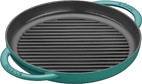 Staub Cast Iron 10-inch Pure Grill – Turquoise, Made in France Staub Cast Iron 10-inch Pure Grill – Turquoise, Made in France