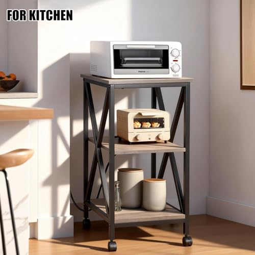 End Tables Living Room Set of 2, Square End Table with Charging Station, 16" D X 16" W X 28" H, Wood and Metal Table with USB Ports and Outlets, Side Table with Wheels for Living Room, Bedroom, Grey by TooCust - Used condition - Image 7