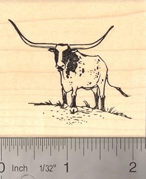 Texas Longhorn Cattle Rubber Stamp