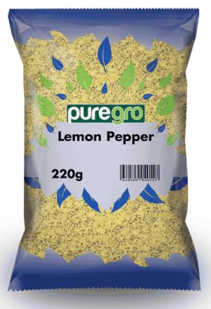 Puregro Lemon Pepper 220g | PACK OF 1 | Ground Blend | Premium Quality Seasoning | Lemon Seasoning | Pimienta Limon | All Purpose Seasoning.