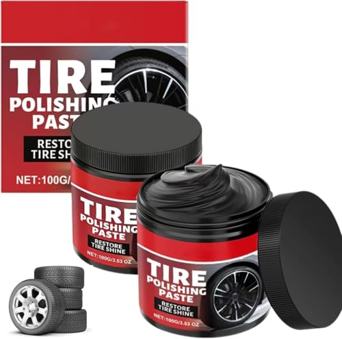 Car Tire Shine with Sponge 100g Tire Coating Paste Tire Polishing Paste Wheel Shine Tire Polishing Paste for Car Truck Motorcycle RV & More 2PCS