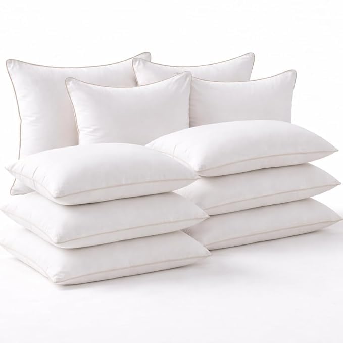 Image of BSB HOME White Bed Pillows with Elegant Piping, Soft & Fluffy Plush Microfibre Filled Sleeping Pillow for Neck Support, Breathable Hotel Quality - Pack of 10, 16 x 24 Inches (40 x 60 cm)