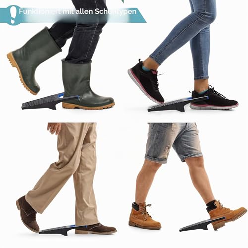 HEFTMAN Stiefelknecht für Gummistiefel - 2er-Pack Robuster Boot Jack, Stabiler Stiefelanzieher aus Kunststoff - Stiefelknechte mit Schuhabstreifer zum Entfernen von Schlamm (Schwarz/Blau)